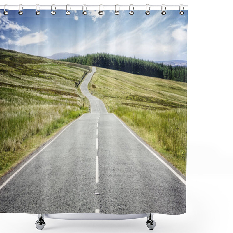 Personality  Road Ahead Highway Disappearing Into The Distance Shower Curtains