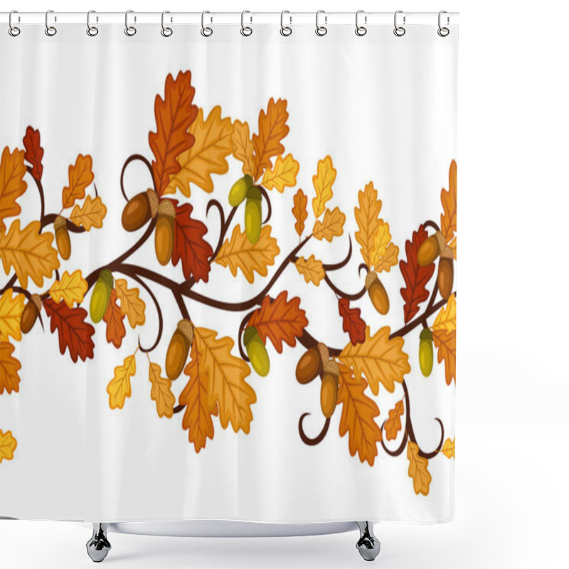 Personality  Horizontal Seamless Pattern With Autumn Oak Leaves. Vector Illustration. Shower Curtains