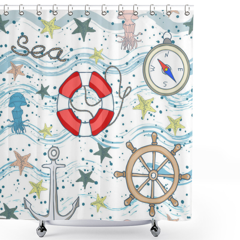 Personality  Seamless Nautical Pattern Shower Curtains