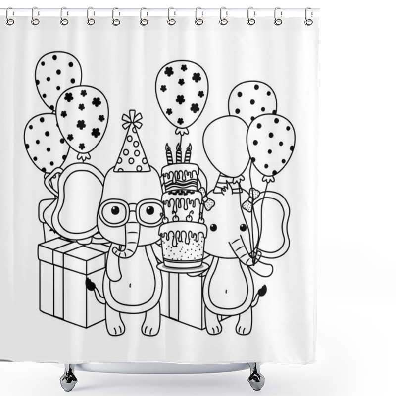 Personality  Animals With Happy Birthday Icon Design Shower Curtains