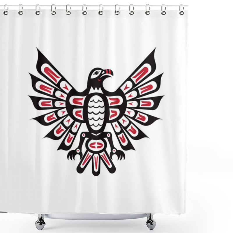 Personality  Haida Indian Raven, Tribal Bird Drawing Vector Illustration Shower Curtains