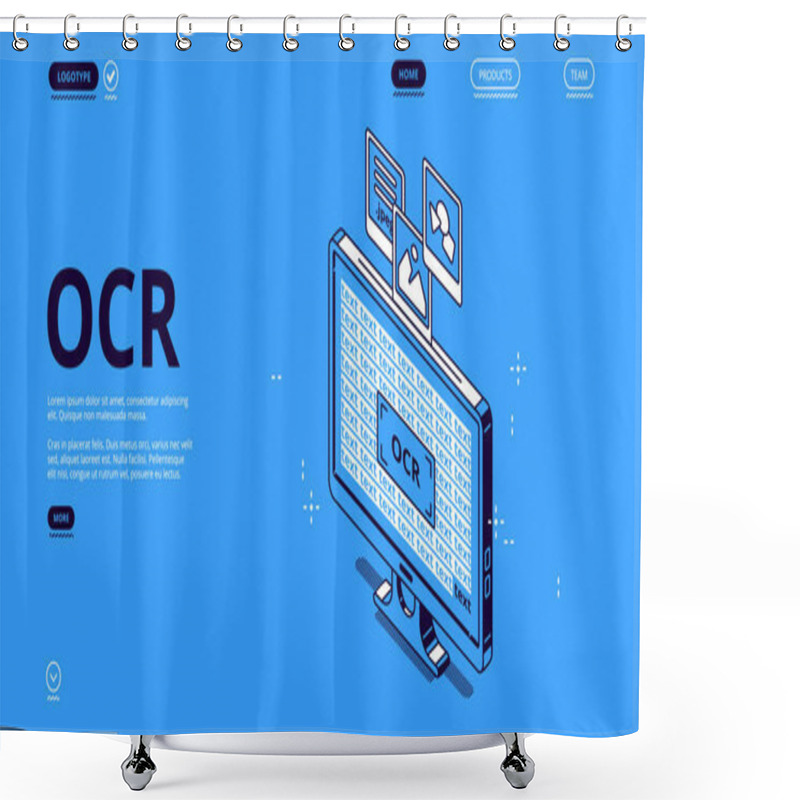 Personality  Optical Character Recognition Ocr Isometric Banner Shower Curtains