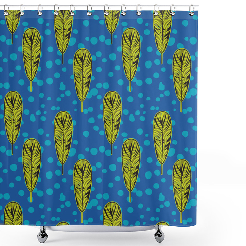 Personality  Pop Art Fifties Pattern With Feathers, Vector Shower Curtains