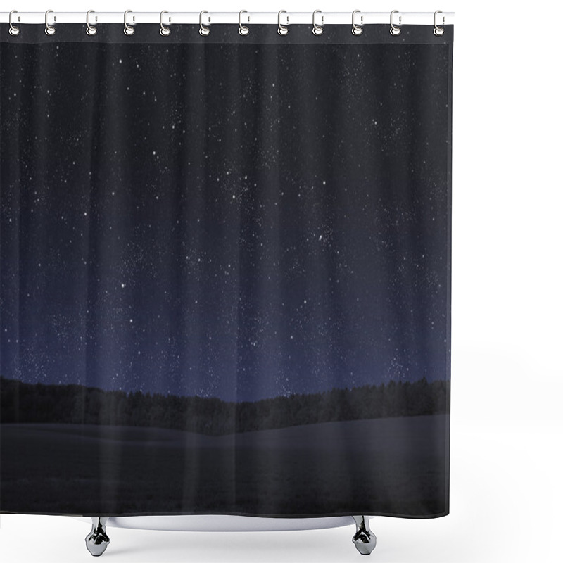 Personality  Field, Forest And Night Sky Shower Curtains