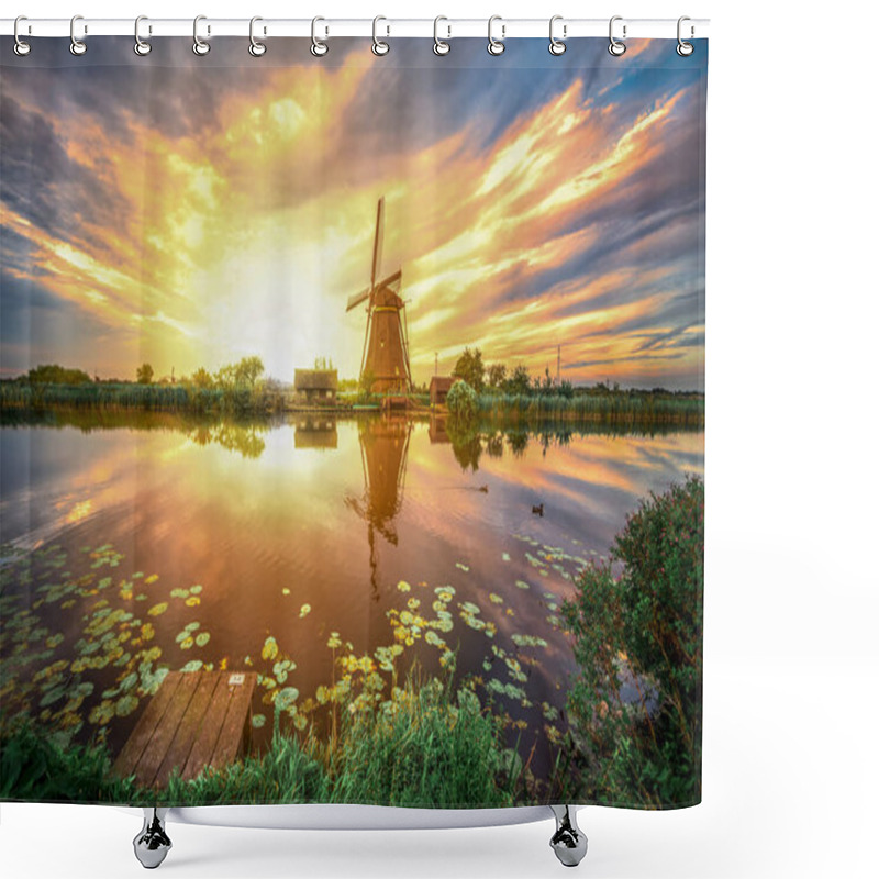 Personality  Kinderdijk Wind Mill Shower Curtains