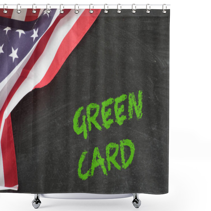 Personality  Flag Of The USA And The Green Card Shower Curtains