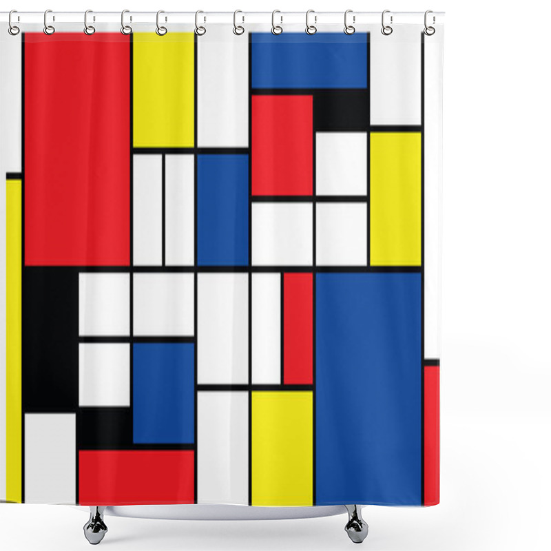 Personality  Checkered Piet Mondrian Style Emulation. The Netherlands Art History And Holland Painter. Dutch Mosaic Or Checker Line Pattern Banner Or Card. Geometric Seamless Elements Retro Pop Art Pattern  Shower Curtains