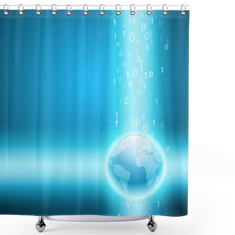 Personality  Stream Of Binary Code To The Globe. Shower Curtains