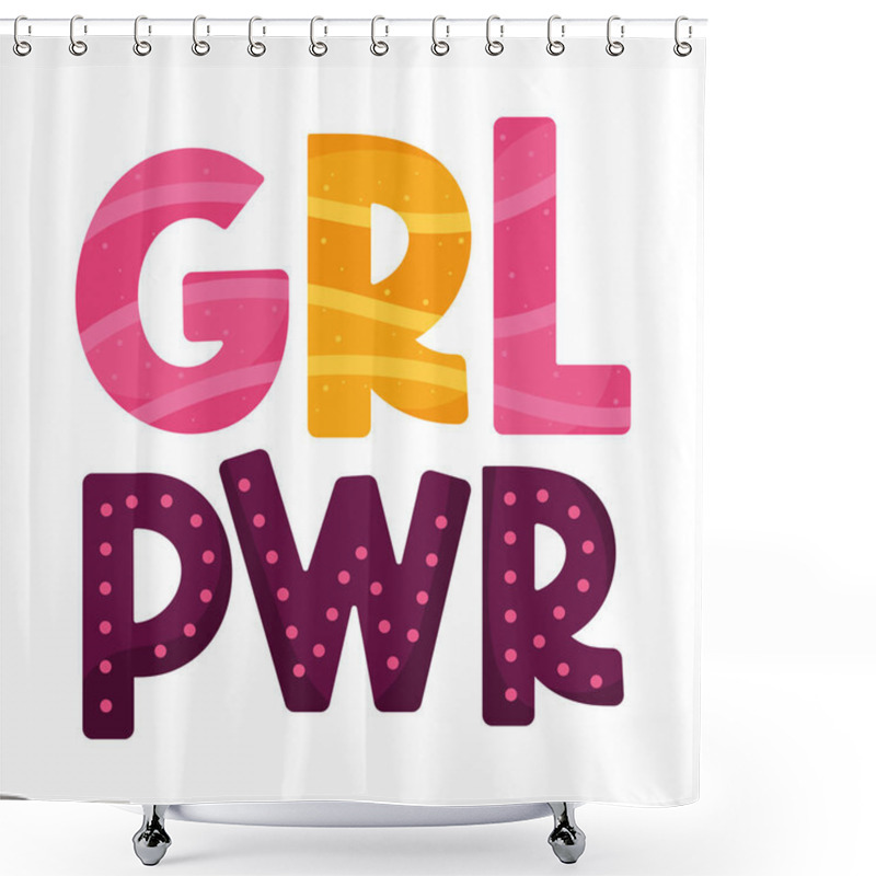 Personality  Grl Pwr Lettering Sticker Icon Shower Curtains