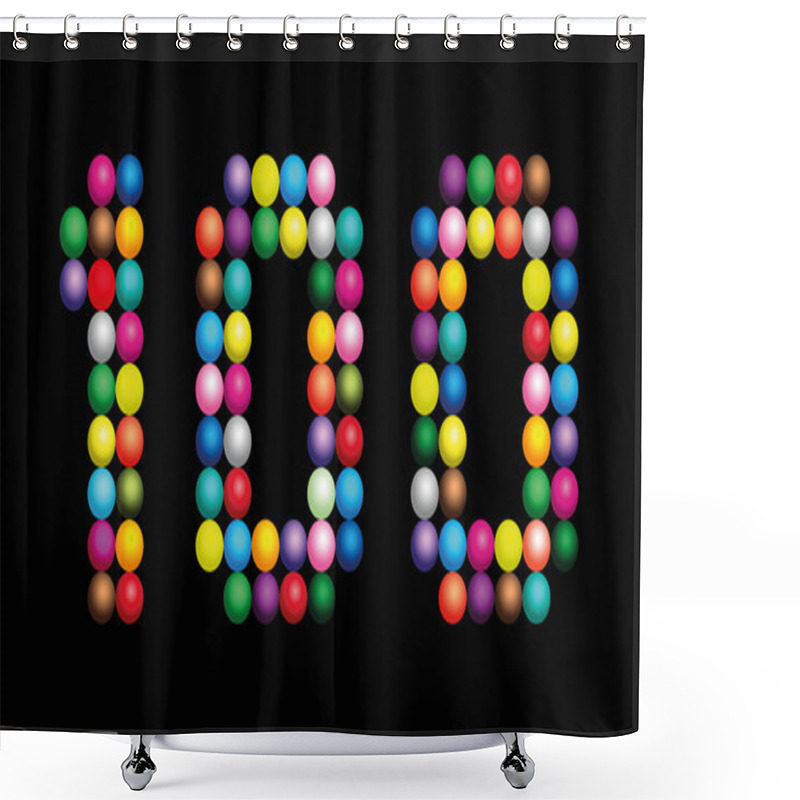 Personality  Hundred Balls Shiny Beads Number Black Shower Curtains