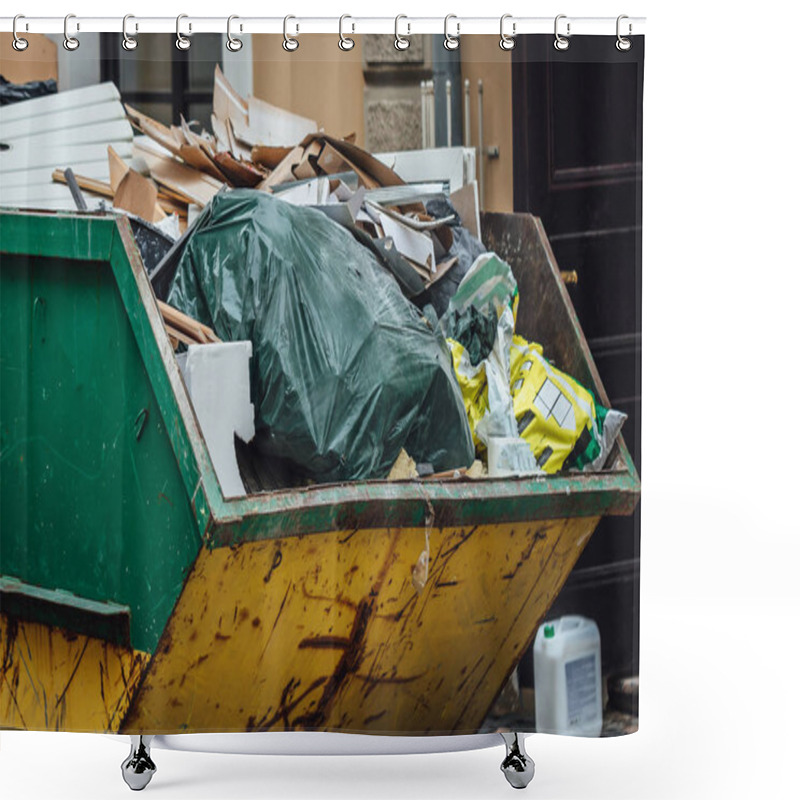 Personality  Construction Garbage Container On Street Shower Curtains