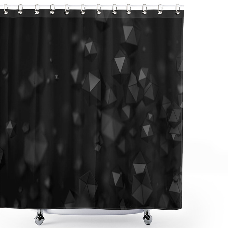 Personality  Abstract Rendering Of Low Poly Chaotic Particles. Shower Curtains