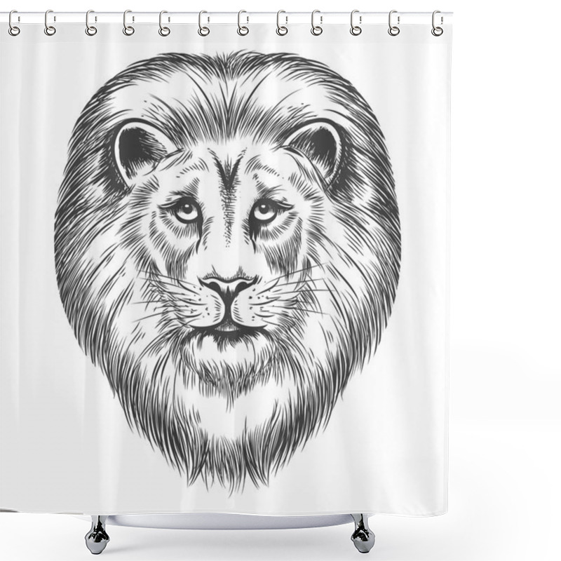 Personality  Hand Drawn Lion Head Shower Curtains