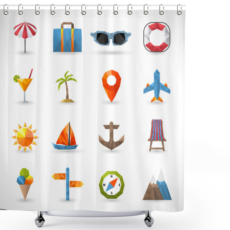 Personality  Travel Polygonal Icons Shower Curtains