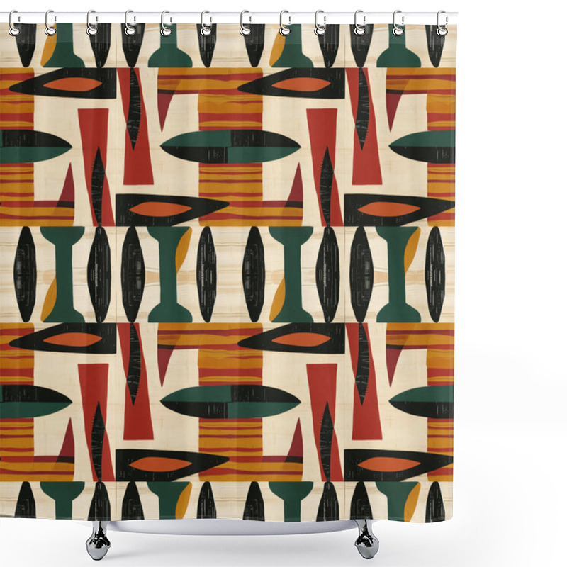 Personality  The Seamless Pattern Background Is Inspired By African Tribal Patterns, Intricate Geometric Shapes, And Tribal Symbols. Shower Curtains