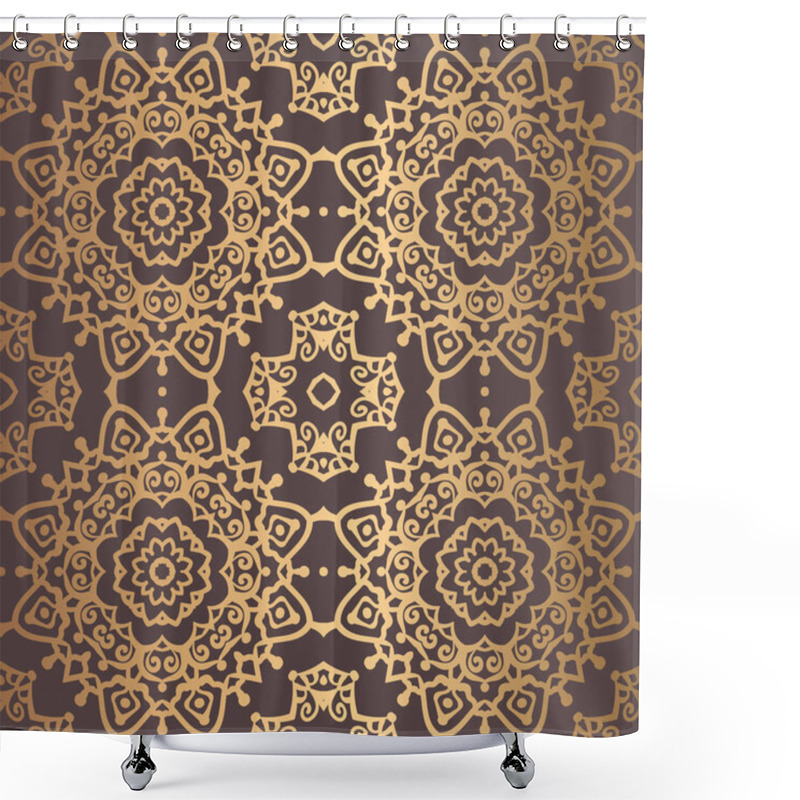 Personality  Golden Arabesque Pattern Shower Curtains