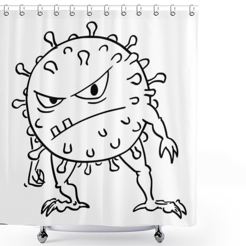 Personality  Vector Funny Cartoon Illustration Of Crazy Coronavirus COVID-19 Virus Monster Shower Curtains