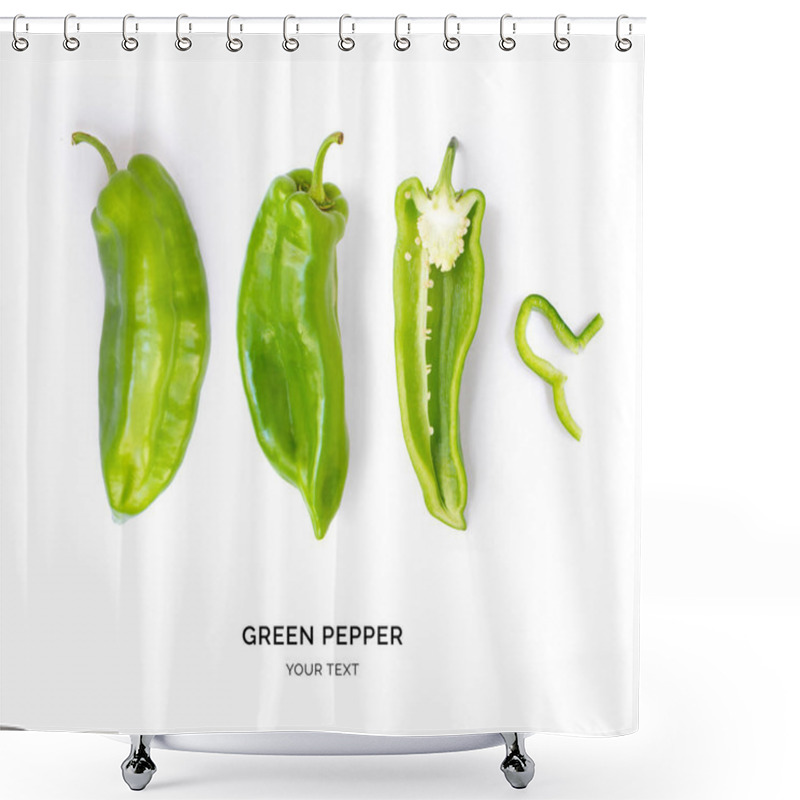 Personality  Green Pepper Whole And Cut In Half Shower Curtains