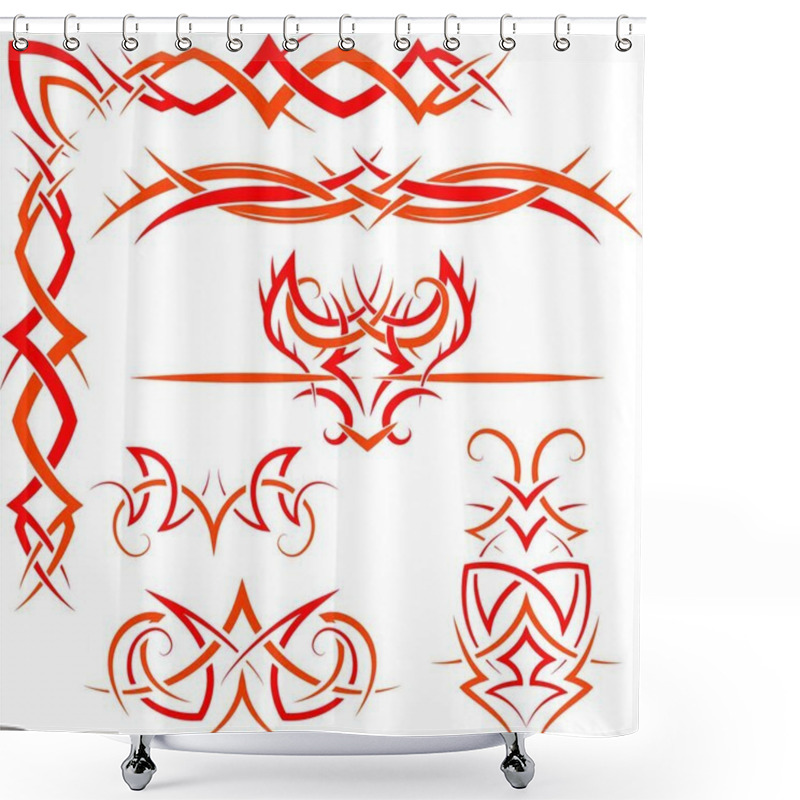 Personality  Vector Set Of Gothic Patterns For Design. Red And Orange Shower Curtains