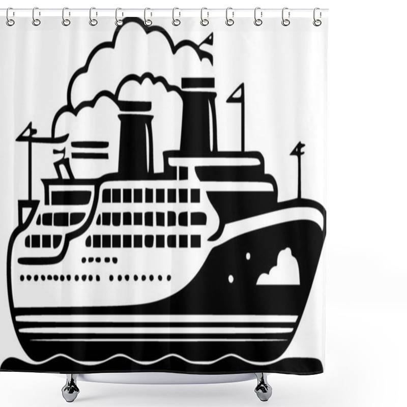 Personality  Cruise - Black And White Vector Illustration Shower Curtains