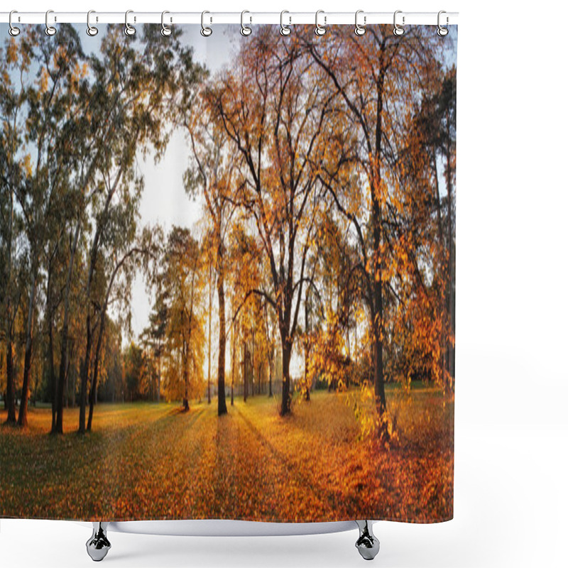 Personality  Autumn Panorama In Park Shower Curtains