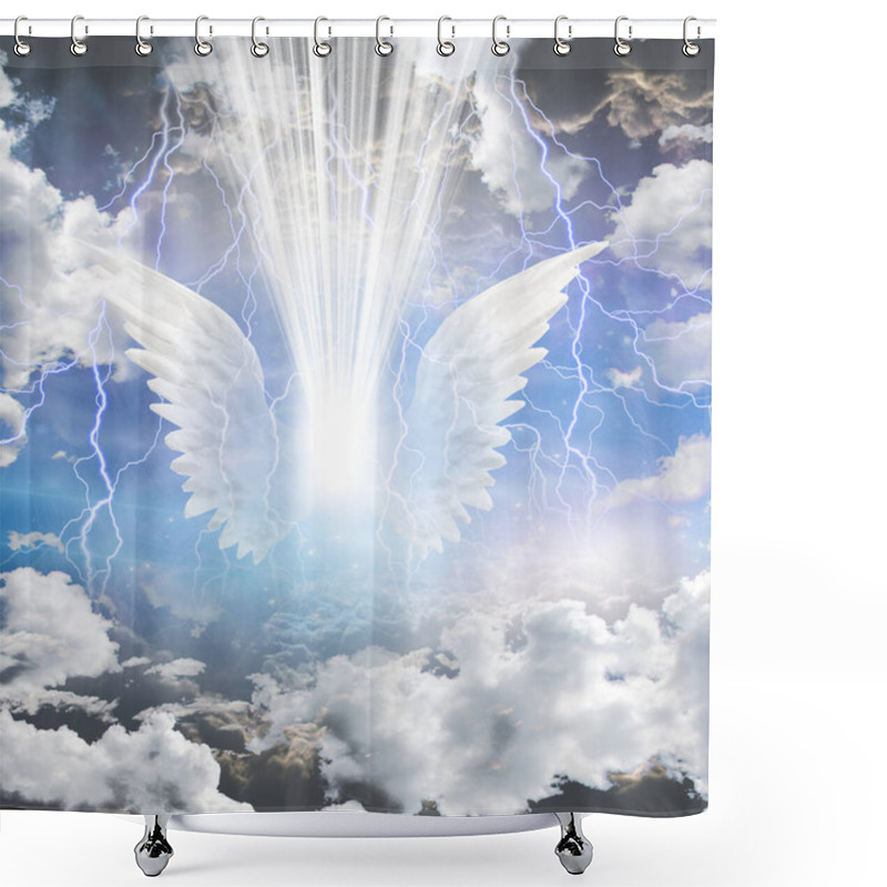 Personality  Angelic Being Obscured. 3D Rendering Shower Curtains