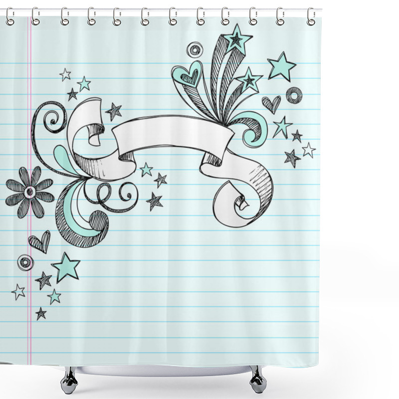 Personality  Back To School Scroll Ribbon Doodle Vector Design Shower Curtains