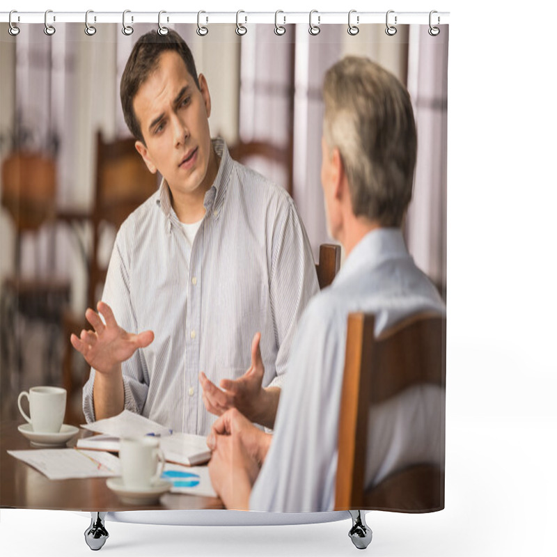 Personality  Businessmen In Cafe Shower Curtains