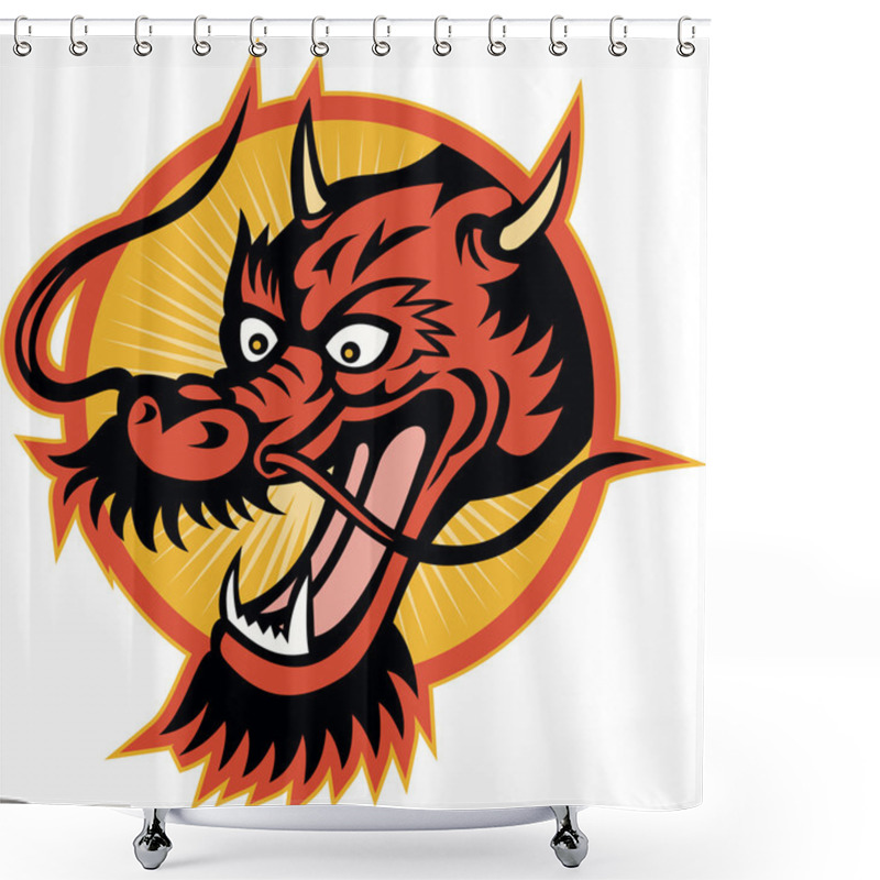 Personality  Chinese Red Dragon Shower Curtains