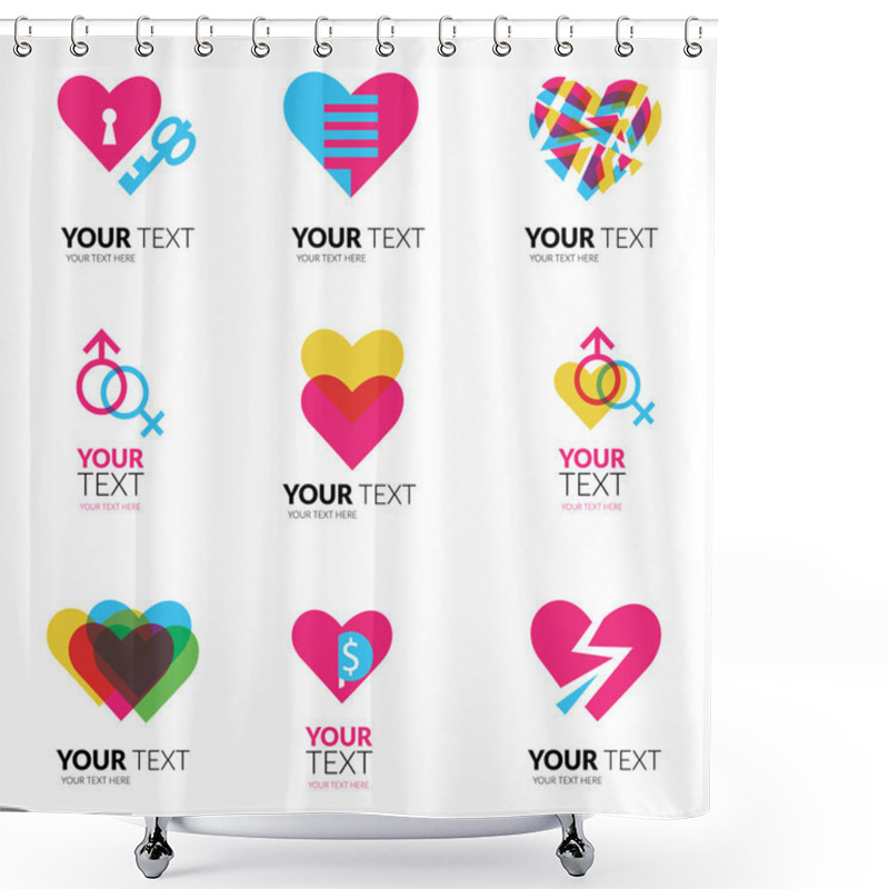 Personality  Vector Icon Set With Hearts Shower Curtains