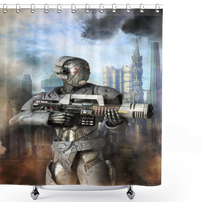 Personality  Android Unit Heavy Trooper Shower Curtains