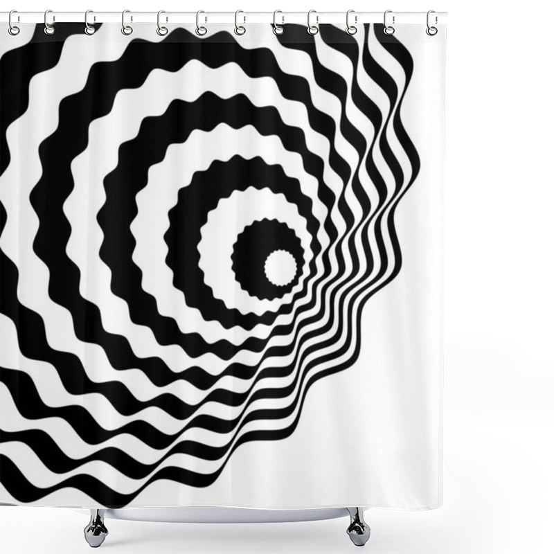 Personality  Swirl Hypnotic Black And White Spiral. Monochrome Abstract Background. Vector Flat Geometric Illustration.Template Design For Banner, Website, Template, Leaflet, Brochure, Poster. Shower Curtains