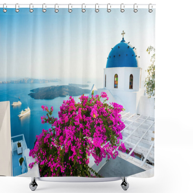 Personality  White Architecture On Santorini Island, Greece.  Shower Curtains