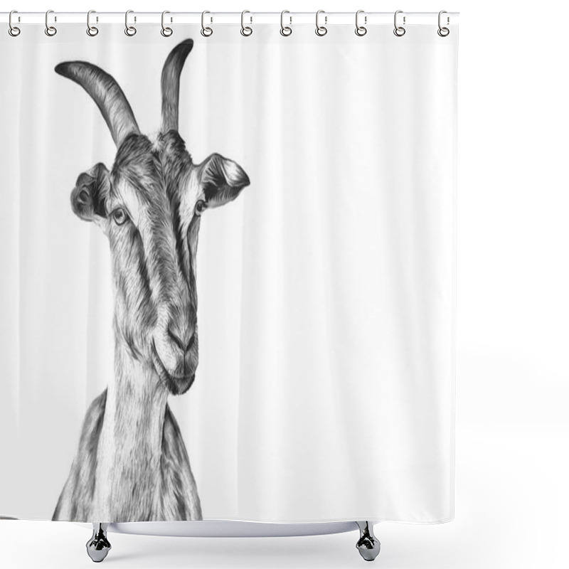 Personality  Drawing Goats, Portrait Shower Curtains