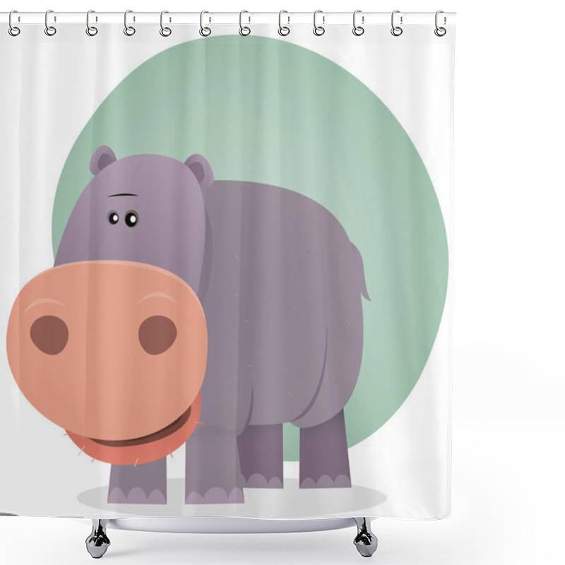 Personality  Cute Cartoon Hippo Shower Curtains