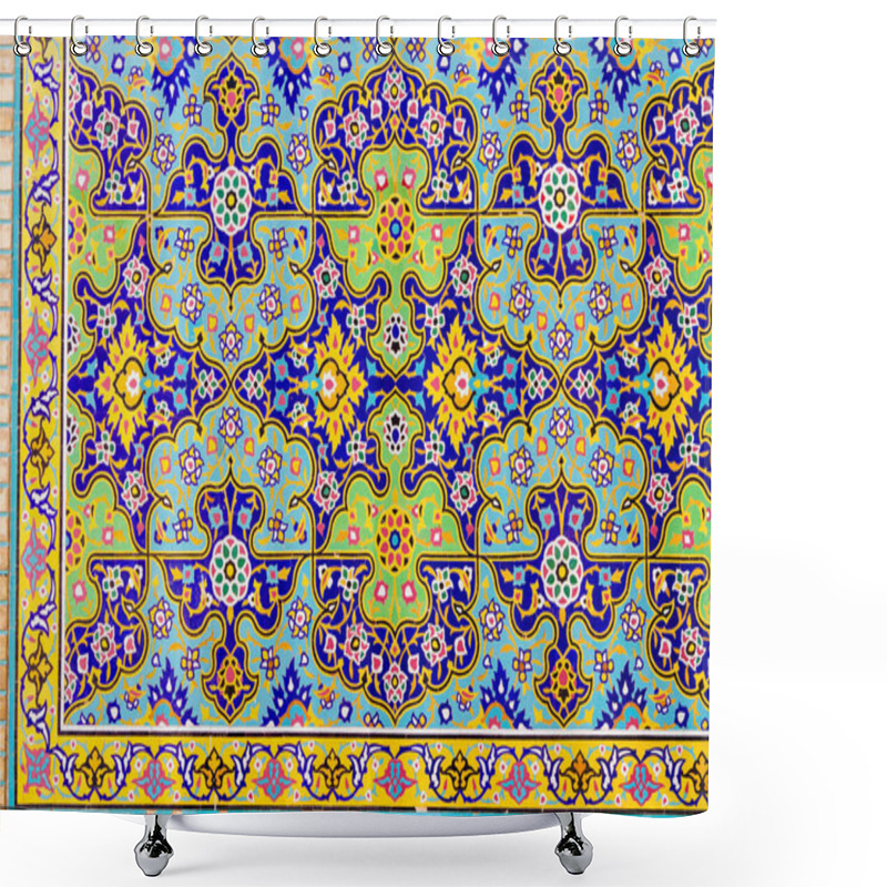 Personality  Colorful Oriental Geometric Design And Pattern Commonly Met In Persian Mosques And Medresses. Isfahan, Shiraz, Teheran, Iran Shower Curtains