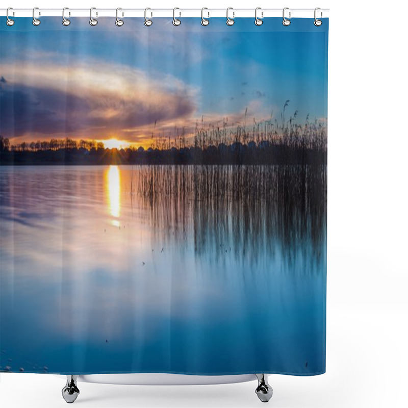 Personality  Lake After Sunset Shower Curtains