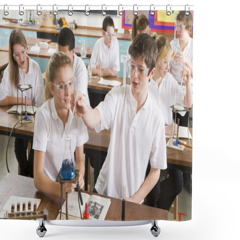 Personality  Schoolchildren In A Science Class Shower Curtains