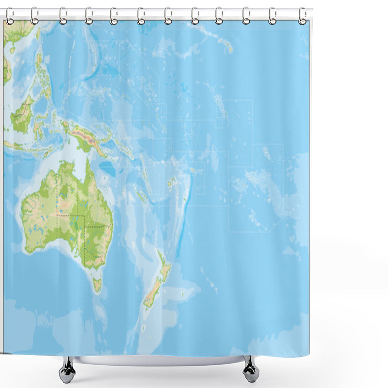 Personality  Blank Relief Map Of Oceania Shower Curtains