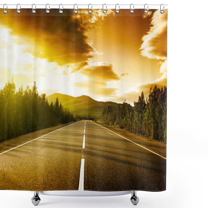 Personality  Sunset On The Road Shower Curtains