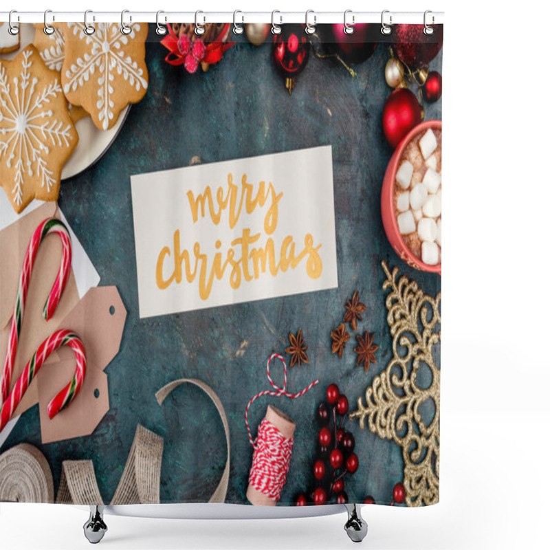 Personality  Merry Christmas Card Shower Curtains