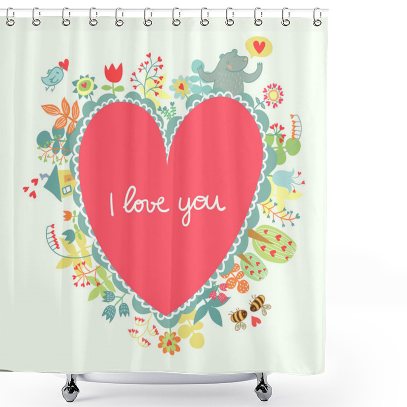 Personality  Bright Heart   Invitation Card Shower Curtains