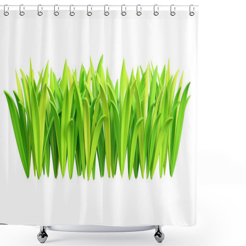 Personality  Green Grass Border 3d Render Illustration. Cartoon Long Tuft Of Greenery For Summer, Spring Or Easter Design. Field And Grassland Bunch. Frame From Vegetation With Sprout Blade Leaf. Shower Curtains