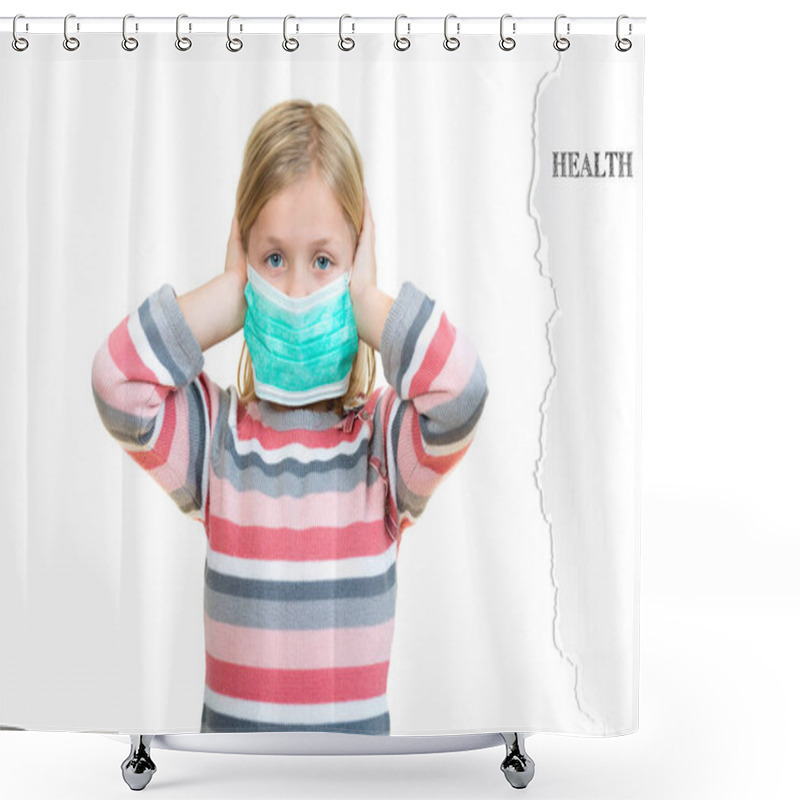 Personality  Beautiful Sick Girl Protect Flu By The Mask For Kid. Shower Curtains