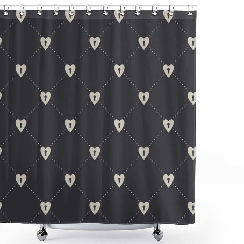 Personality  Vector Seamless Pattern With Small Hearts And Dots On A Black Background Shower Curtains