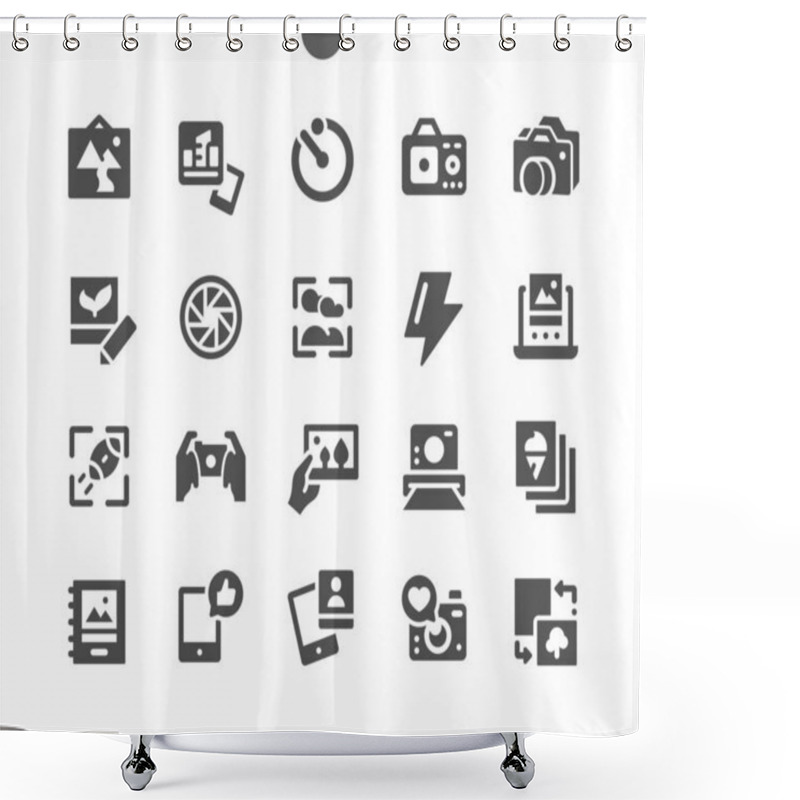 Personality  Photo Well-crafted Pixel Perfect Vector Solid Icons 30 2x Grid For Web Graphics And Apps. Simple Minimal Pictogram Shower Curtains