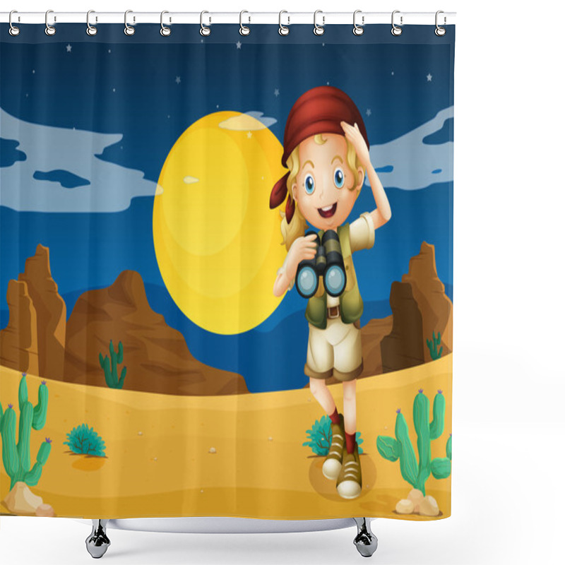 Personality  A Girl At The Desert With A Telescope Shower Curtains