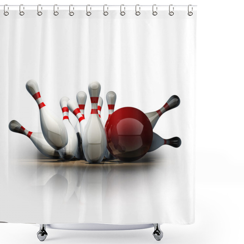 Personality  Bowling Ball Crashing Into The Pins. Shower Curtains