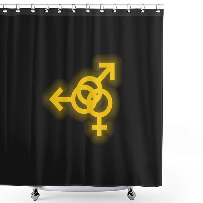 Personality  Bisexual Yellow Glowing Neon Icon Shower Curtains