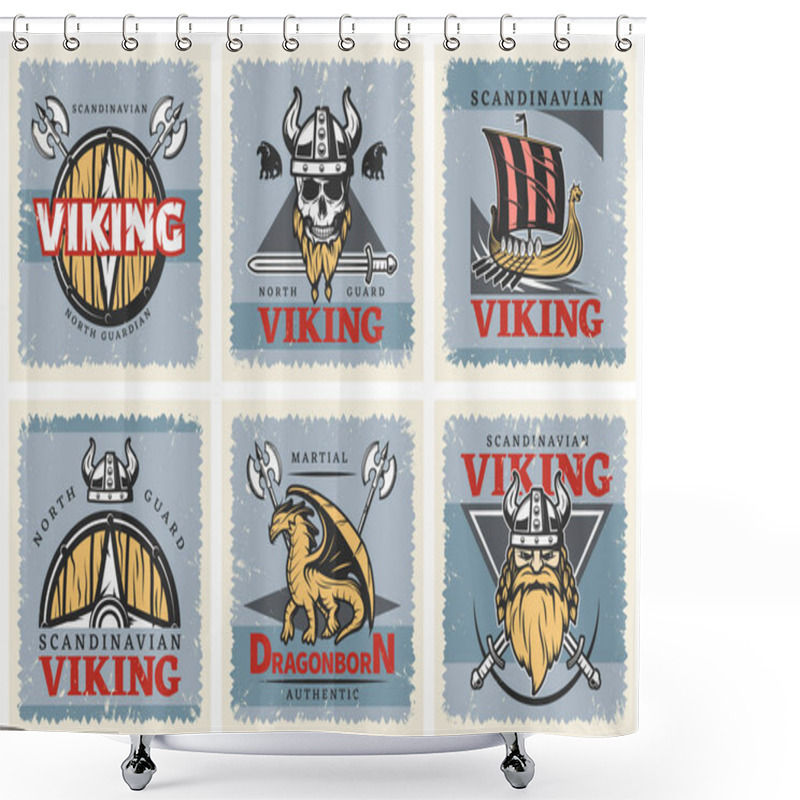 Personality  Nordic Skiing Poster Set Shower Curtains